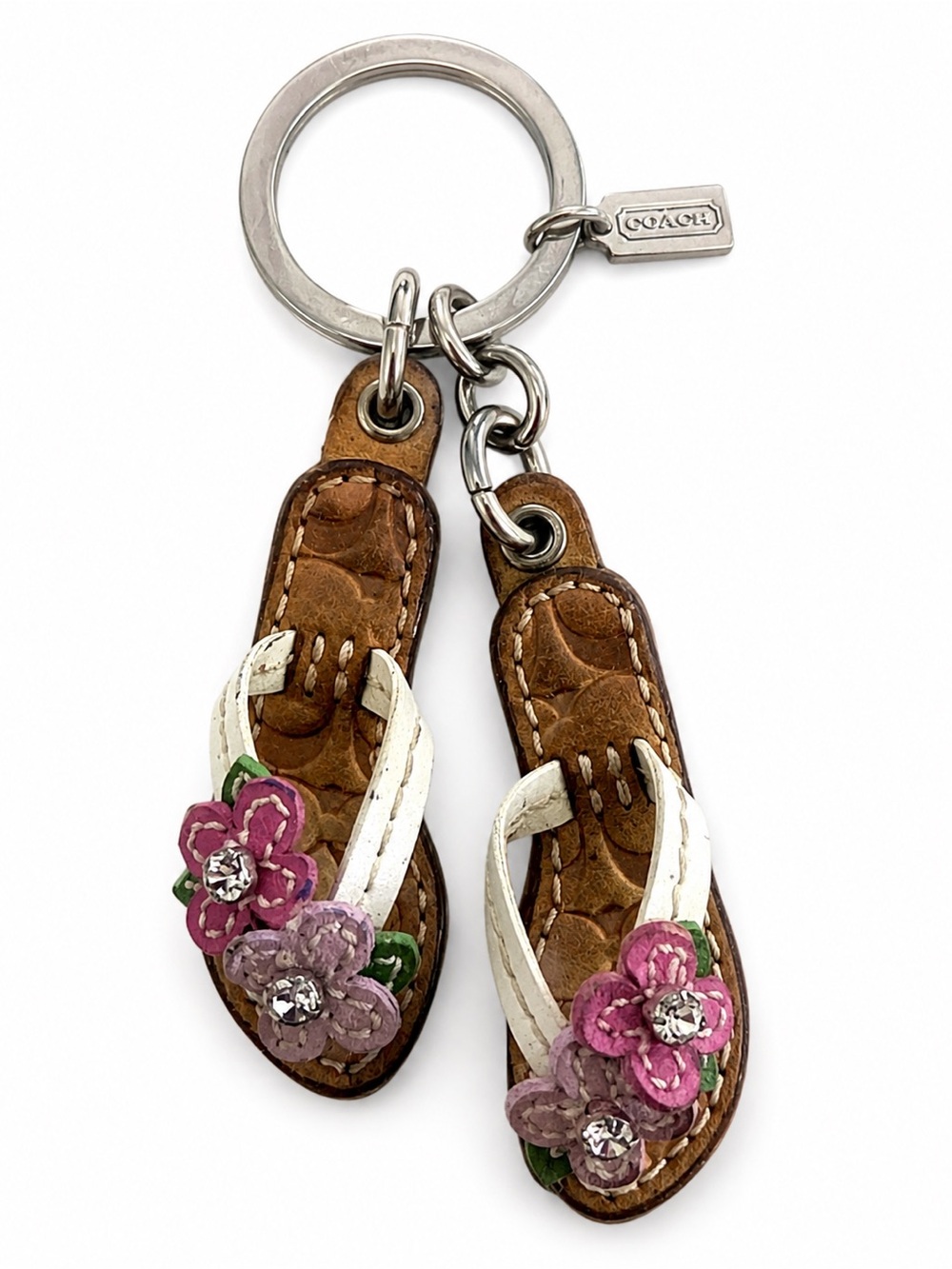 Vintage Y2K 2006 Coach RARE Double Flip Flop Flower Bag Charm Key Fob
